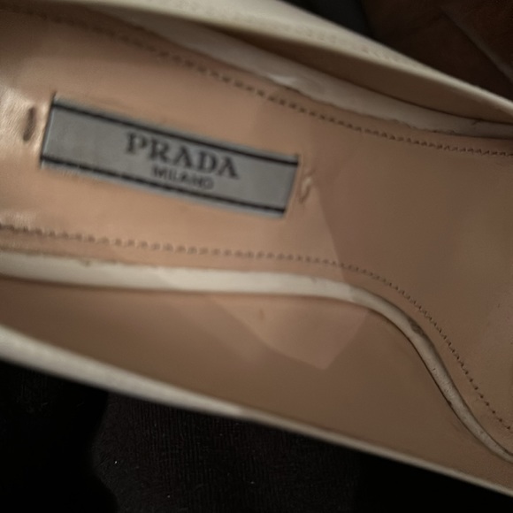 Authentic white open toe pattern, leather platform, Prada heels, stiletto - Picture 4 of 6